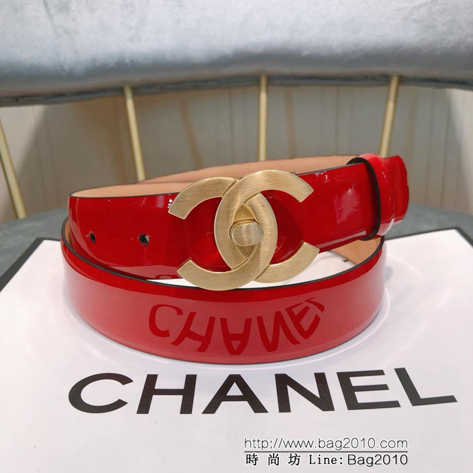 CHANEL香奈兒 18新款 30mm精品 cc經典銅扣 進口皮漆皮面料 時尚百搭款皮帶 網紅熱銷款  xfp1156